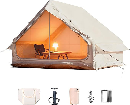 2025 Upgraded Waterproof Inflatable Camping Tent for 5-8 People, No Assembly Needed Luxury Glamping House, Oxford Fabric Inflatable Camping Tents with Hand Pump