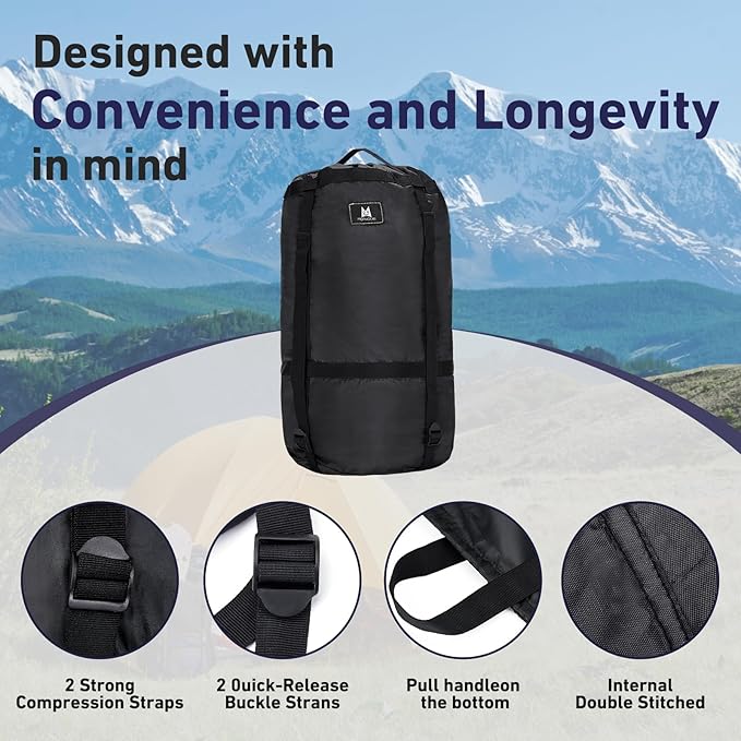 Compression Sack,8L/24L/45L Compression Stuff Sack,Water Resistant Sleeping Bag Carrier Lightweight Nylon Storage Sack-Space Saving Gear for Camping, Hiking