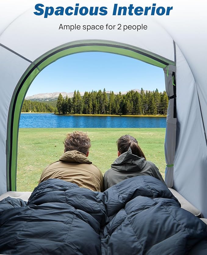 JOYTUTUS Pickup Truck Tent 8ft 2.0, Waterproof PU2000mm Double Layer for 2 Person, Portable Truck Bed Tent with Rainfly - Green, Aluminum Pole