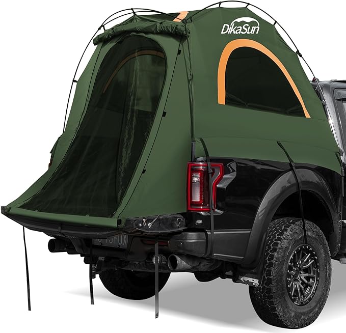 Truck Bed Tent, Double Layer Pickup Tent Bed, Waterproof PU3000mm, Truck Tent for Camping(Orange-Grey)