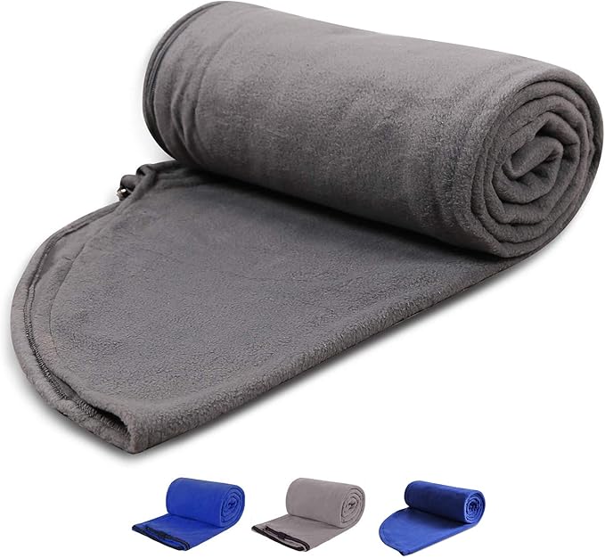 REDCAMP Fleece Sleeping Bag Liner with Hood, Great for Adult Warm or Cold Weather, 87" Long Full Sized Zipper Camping Blanket for Outdoor, Grey