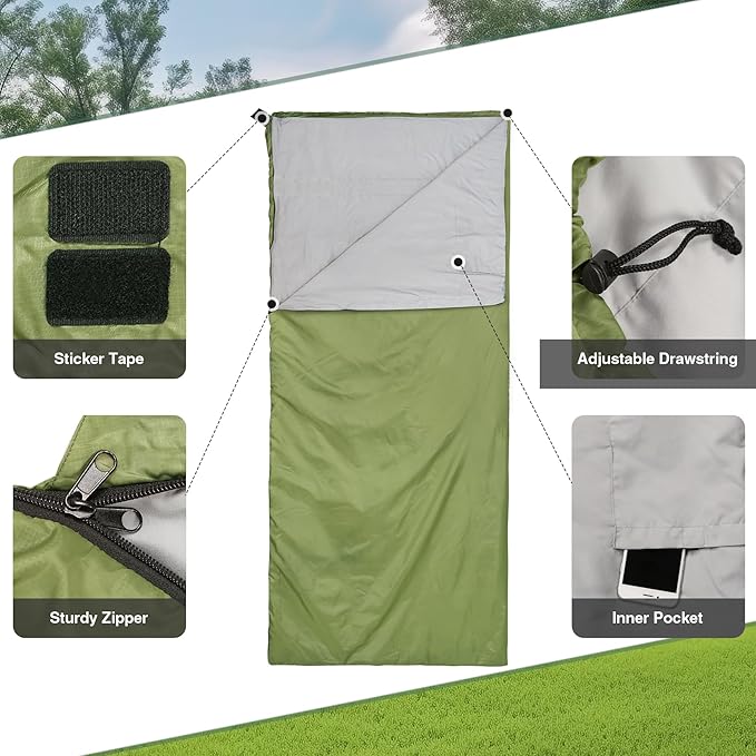 REDCAMP Ultra Lightweight Sleeping Bag for Backpacking, Hiking, Comfort for Adults Warm Weather, with Compression Sack