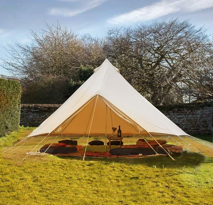UNISTRENGH 4 Seasons Large Luxury Bell Tents Glamping Waterproof Cotton Canvas Yurt Family Tents for Outdoor Camping Hiking Birthday Party