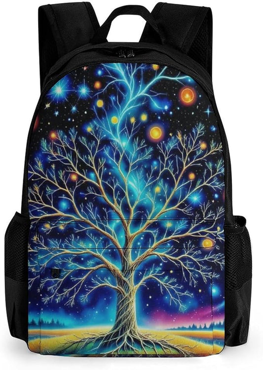 Supdreamc Daypack Backpack Multipurpose Anti-Theft Large Capacity Bookbag, Mystery Tree Of Life Fantasy Planet Art Travel Hiking Camping Rucksack With Adjustable Shoulder Straps