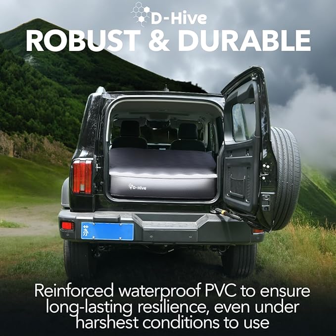 D-Hive SUV Air Mattress, Ultra-Thick Material Extra-High Car Air Mattress, SUV Mattress for Toyota 4runner, Jeep Wrangler, Car Mattress Inflatable Grey
