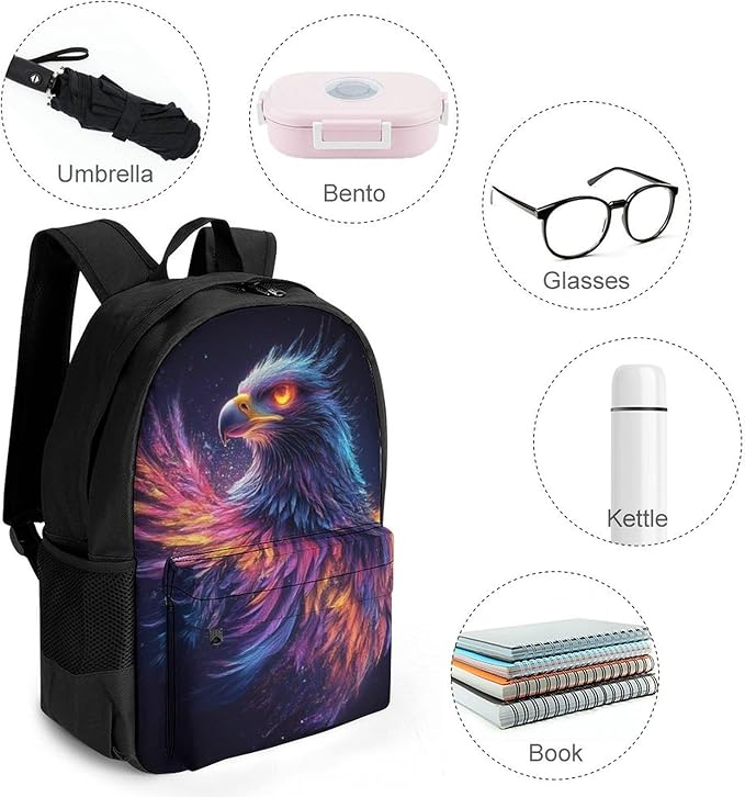 Casual Daypack Multipurpose Anti-Theft Large Capacity Carry On Bag, Colorful Space Eagle Art Casual Daypack Climbing Shoulder Bag With Padded Straps