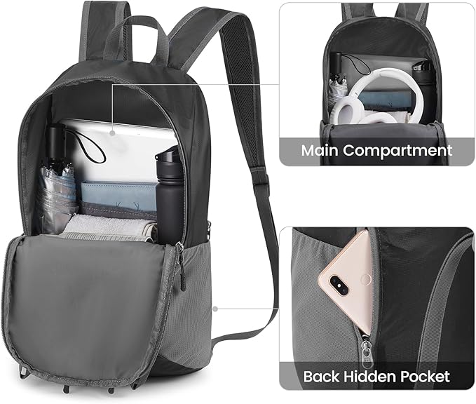 G4Free 24L Packable Hiking Backpack Lightweight Foldable Small Sport Travel Daypack Water Resistant for Women Men