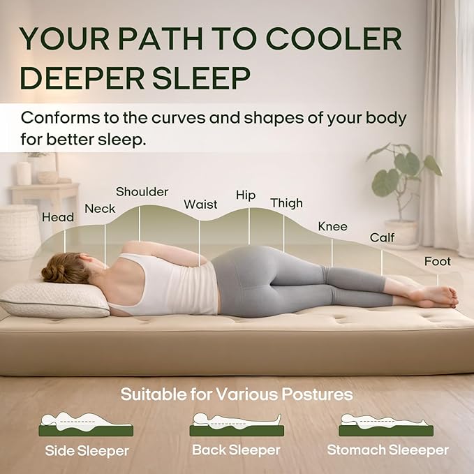 ZonLi Japanese Floor Futon Mattress Queen Size 60"x 80",100% Cotton Cover 6'' Thicken Tatami Mattress,Foldable Sleeping Pad,Portable Dormitory Tatami Mat,Roll Up Floor Lounger Bed for Adult (Khaki)