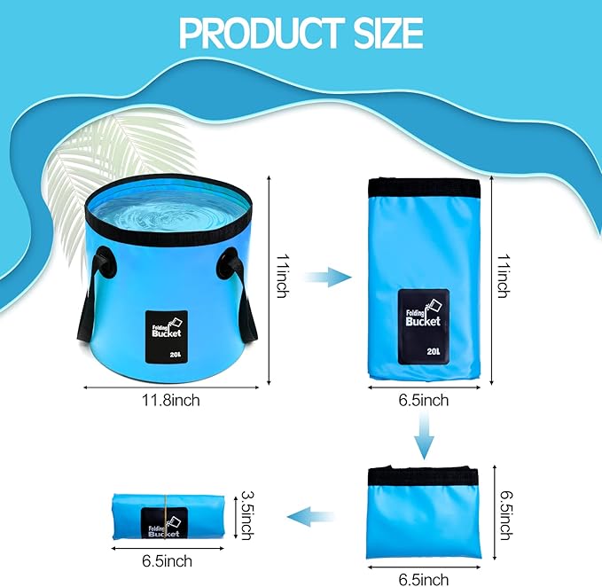 Tessco 4 Pcs 20L Collapsible Bucket with Handle 5 Gallon Portable Collapsible Folding Bucket Foldable Water Container for Camping Hiking Fishing Car Washing