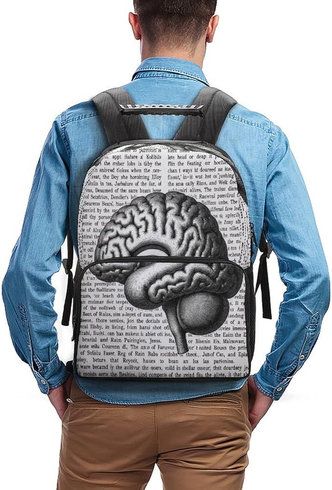 Daypack Backpack Anti-Theft Multipurpose Large Capacity Carry On Bag, Brain Structure Traveling Camping Backpack With Side Pockets