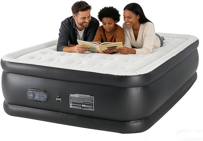 Simple Deluxe Camping Air Mattress, Built-in Fast Inflation Pump, Leak-Free & Foldable Design, Portable Inflatable Airbed with Carry Bag for Camping, Home & Travel