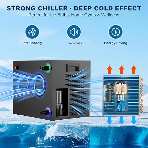 Ice Bath Chiller for Cold Plunge Tub with Built-in Pump & Filter, 1/3 HP Water Chiller for Ice Bath Recovery, Submersible Pump Included, Cold Plunge Chiller System 110V