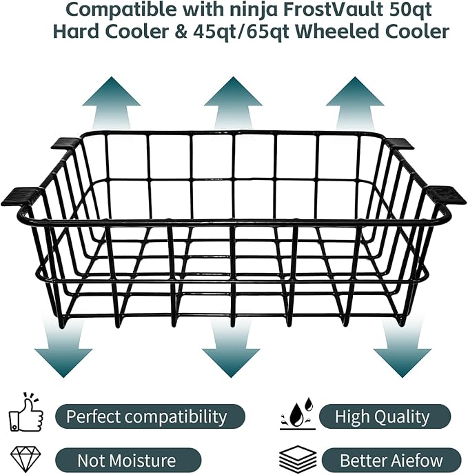 Cooler Basket,Cooler Basket for Ninja FrostVault 50qt Hard Cooler & 45qt/65qt Wheeled Coolers,Stainless Steel Storage Dry-Goods Baskets, Coolers Accessories - Keep Food Dry & Organized.