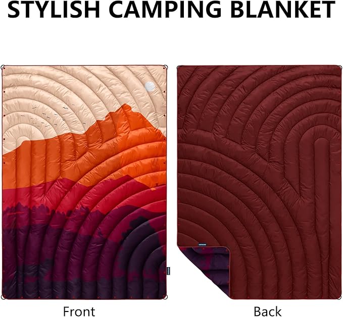 Camping Blanket,Lightweight Puffy Printed Camping Blanket Packable Outdoor Blanket for Camping,Traveling, Stadium, Hiking, Picnics