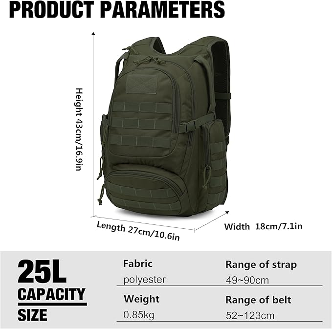 Mardingtop 25L Tactical Backpacks Molle Hiking daypacks for Camping Hiking Military Traveling Motorcycle