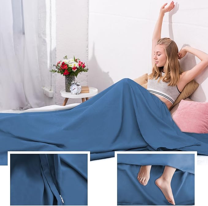 Sleeping Bag Liner,Travel Sheet & Adult Sleep Sack, Camping Sheets Travel Sleep Sack for Backpacking,Hotels & Hostels -Lightweight Single &Double Travel Sheet Camping Sheets