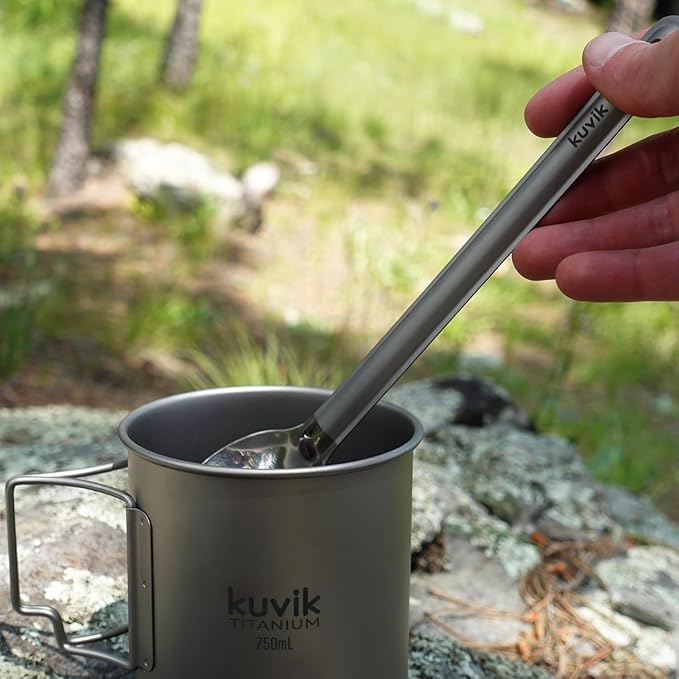 Kuvik Titanium Long Handle Spork 2-Pack - Ultralight and Compact for Camping and Hiking