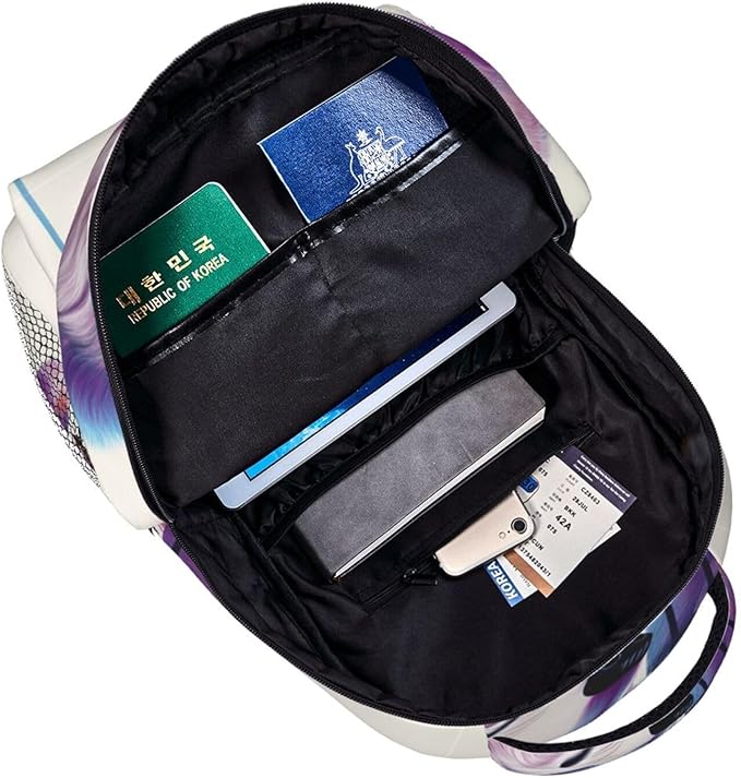 Rucksacks Multipurpose Anti-Theft Big Capacity Bookbag, Colorful Wolves And Butterflies Art Travel Hiking Camping Rucksack With Padded Straps