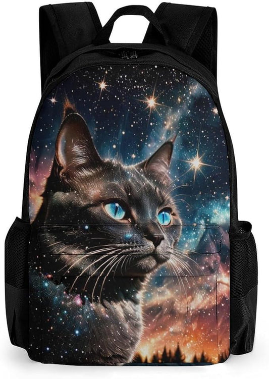 Backpack Lightweight Anti-Theft Multipurpose Cat Face In The Galaxy Shoulder Bag Large Capacity Travel Hiking Backpack With Padded Straps