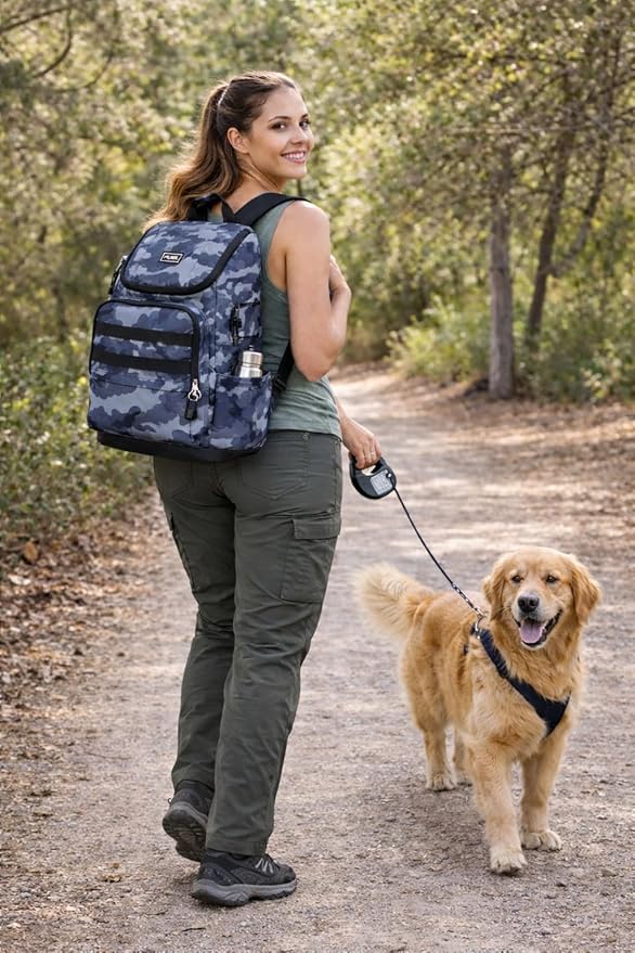 FUEL Travel Laptop Hiking Backpack Carry On Airline Approved Luggage Bag Carry On Large Backpack, Black Midnight Blue Camo