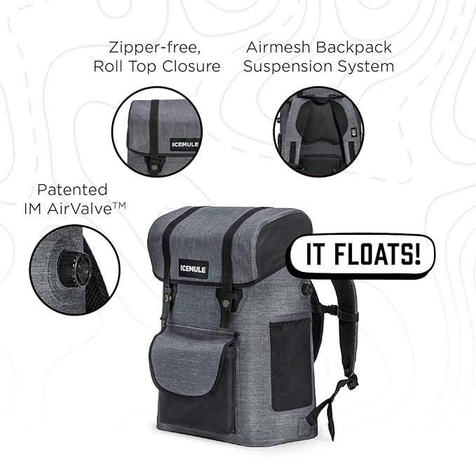 ICEMULE Urbano Backpack Cooler – Padded Straps, 100% Waterproof, 24+ Hours Cooling, Soft Sided Cooler for Hiking, Camping & Picnics, 30 Liter, Fits 20 Cans + Ice, Snow Grey