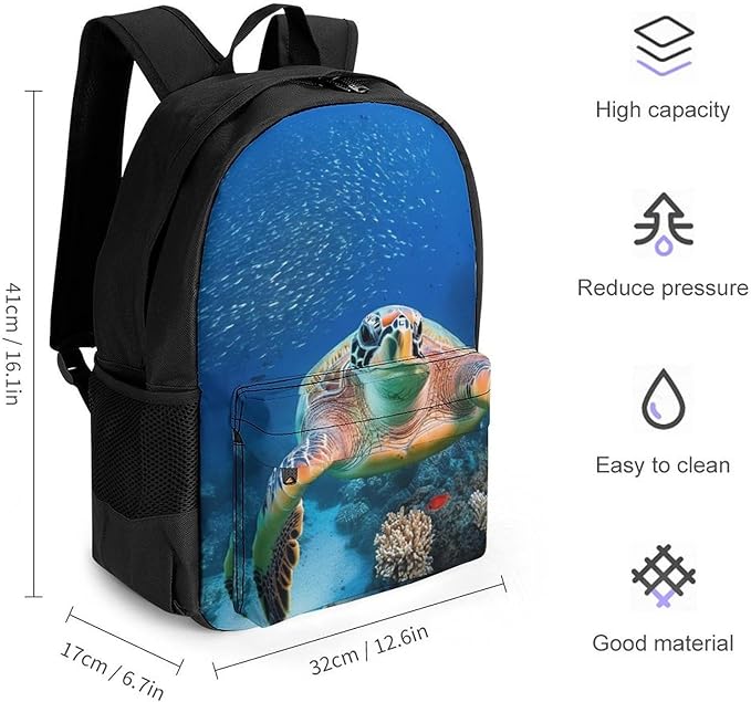 Lightweight Rucksack for Sports Travel Running, Big Capacity Multipurpose Anti-Theft Bookbag, Ocean Giant Sea Turtles Travel and Sport Backpack Rucksack