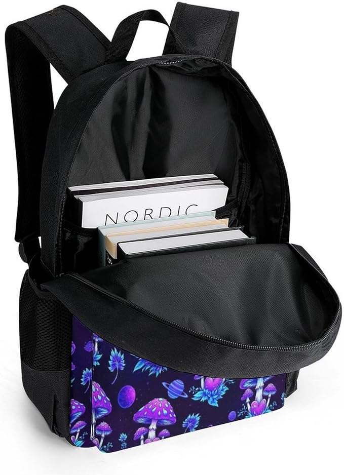 Men Women Lightweight Magic Mushrooms Dragon Backpack Large Capacity Carry On Bag With Padded Straps for Sports Work Walking Cycling