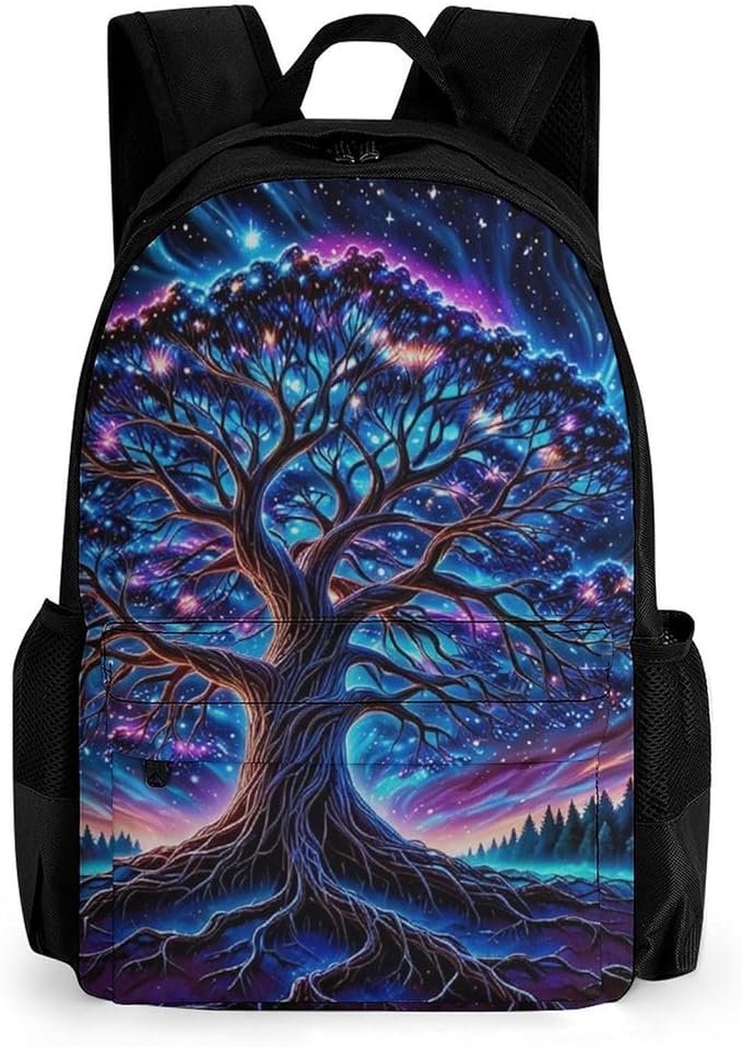 Supdreamc Daypack Backpack Anti-Theft Multipurpose Big Capacity Bookbag, Magical Universe Tree Of Life Art Business Computer Bag With Side Pockets