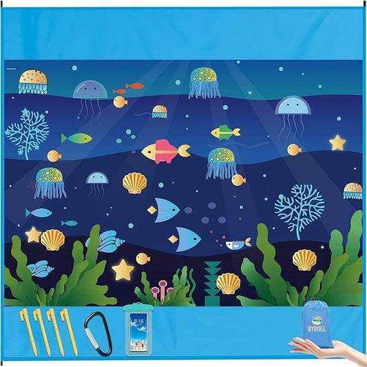 BYDOLL Beach Blanket Waterproof Sandproof Large 78''×81''/10'×9' Sand Free Oversized Sandless Picnic Mat Water Proof Packable Lightweight Blanket for Beach Camping Hiking Travel