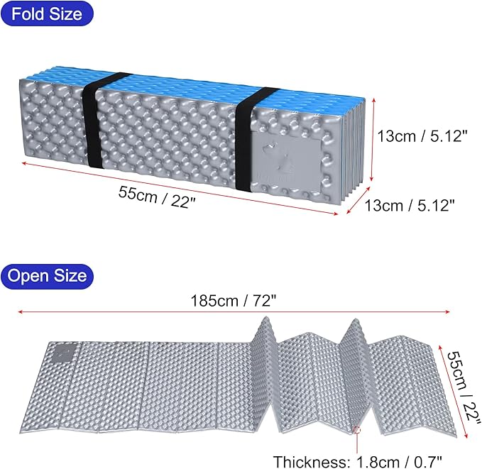 PATIKIL Closed Cell Foam Sleeping Pad Insulated R-Value 2.1 Foldable Sleeping Pad Lightweight Sleeping Mat for Camping Backpacking Hiking Outdoor