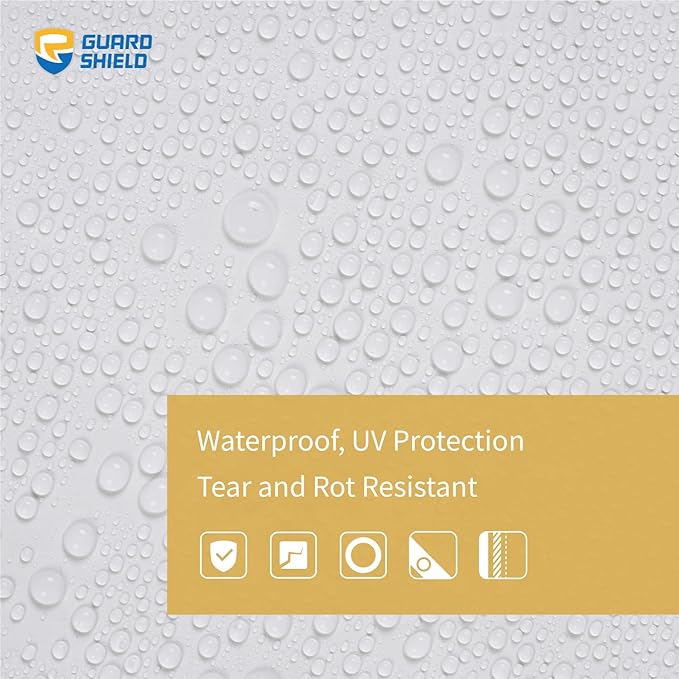 GUARD SHIELD White Tarp 8x8 Feet Medium Duty All Purpose Poly Tarps Cover 7mil (2-Pack)