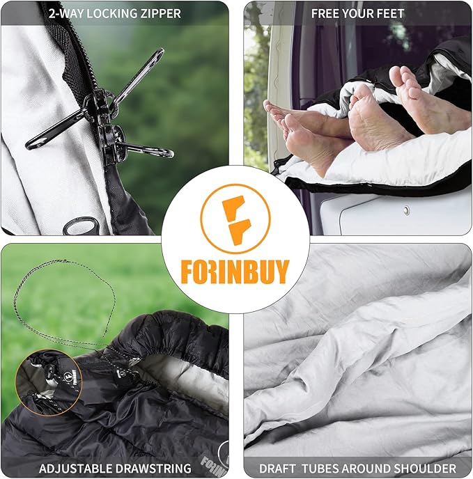 Double Sleeping Bag for Adults, XL Queen Size 2 Person Waterproof Sleeping Bag for Cold Weather & Warm, Perfect for Couples Family RV Travel and Tent Camp