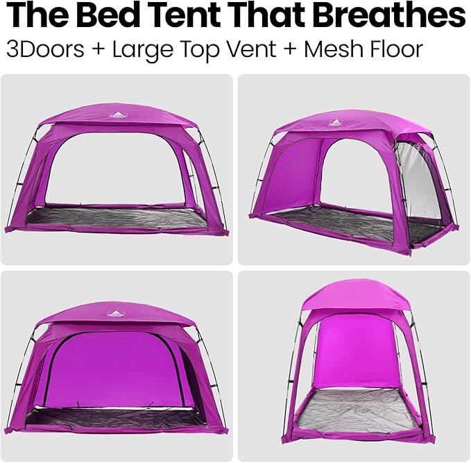 Twin Bed Tent for Girls Deeper Sleep & Privacy, with Built-in Fan Pocket for Improved Airflow, CPC Certified Princess Bed Tent for Kids Sleepover & Room Sharing, Lightweight & Easy Setup(Pink)