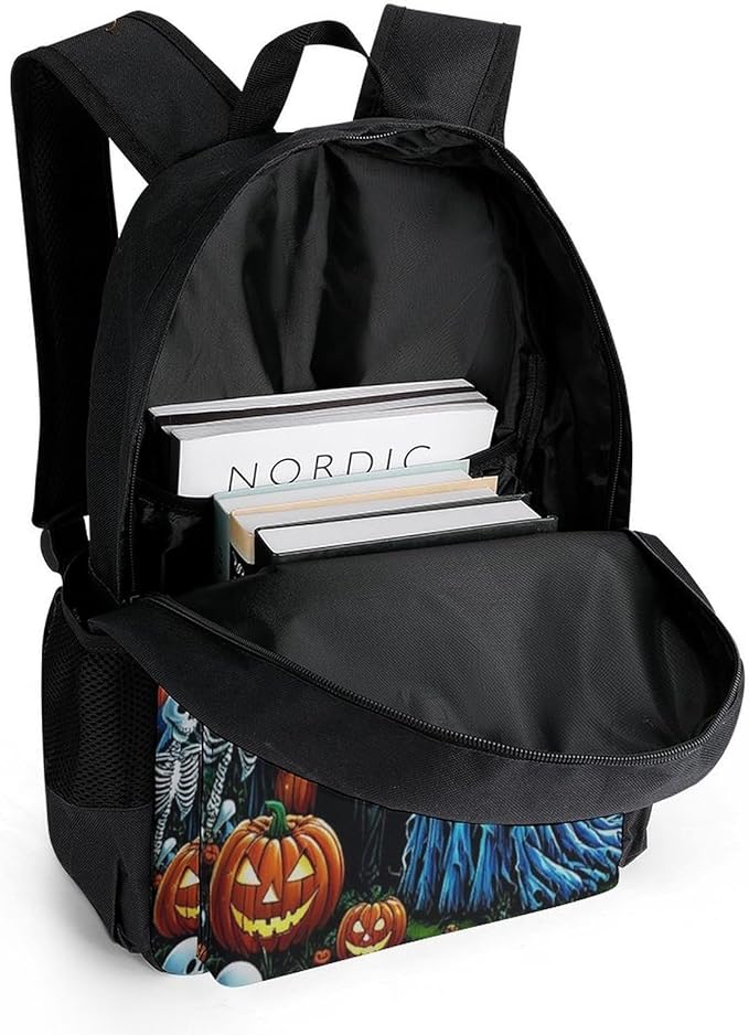 Supdreamc Rucksacks Lightweight Multipurpose Anti-Theft Sugar Skull Party Day Of The Dead Ghost Bride And Groom Art Shoulder Bag Big Capacity Laptop Book Bag Rucksack With Padded Straps