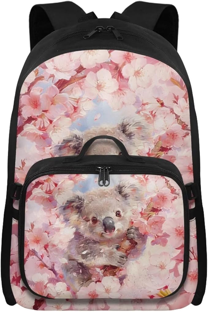 HUGS IDEA Koala Backpacks for Girls 6-8 Cute School Bookbag with Lunchbox Kawaii Backpack for Elementary School Lightweight School Bag for Students Study Rucksack