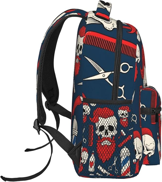 Adults Lightweight Vintage Barber Shop Tools Shoulder Book Bags Big Capacity Shoulder Bag With Adjustable Shoulder Straps for Trekking Work Walking Cycling