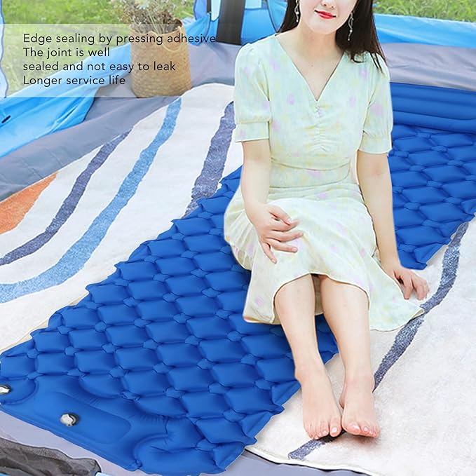 Sleeping Pad for Camping, Camping Sleeping Pad, Ultralight Inflatable Sleeping Mat with Built in Foot Pump & Pillow, Upgraded Compact Camping Air Mattress for Camping, Backpacking (Dark Blue)