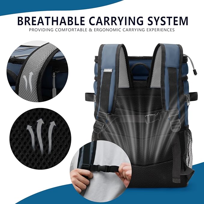 Large Backpack Cooler 36 Can Cooler Backpack with 2 Insulated Compartments Leak Proof Waterproof Travel Backpack, Camping Beach Picnic Lunch Thermal Bag for Women and Men