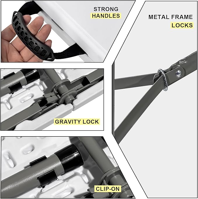 70.8" W X 29" D X 29" H - 6 ft Folding Table White Portable Heavy Duty Plastic Fold-in-Half Utility Foldable Table for Camp，Picnic & Party