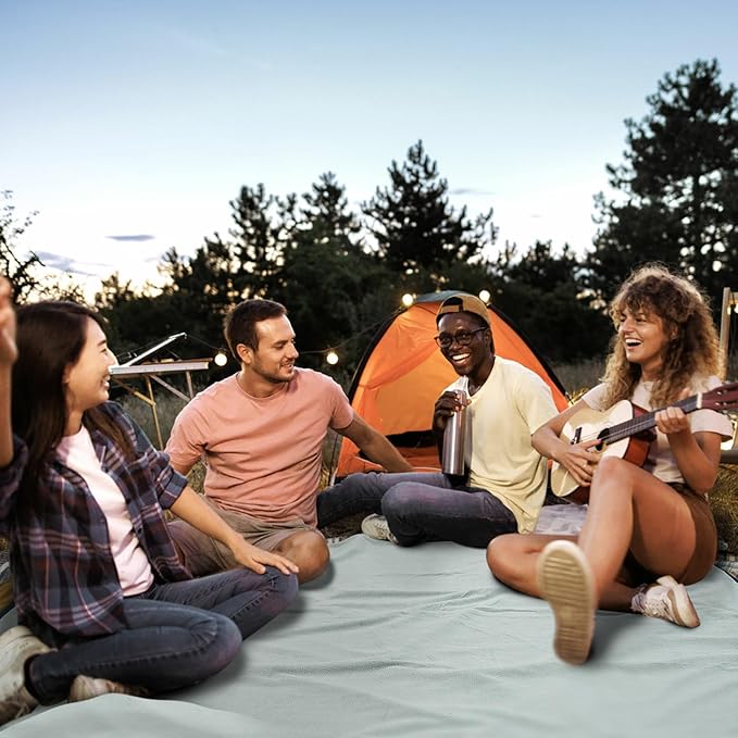 Fleece Waterproof Outdoor Blanket - Windproof Stadium Blanket for Camping, Picnics, and Sports Stay Dry and Comfortable 80"x 58"(Hoodeed, Blue)