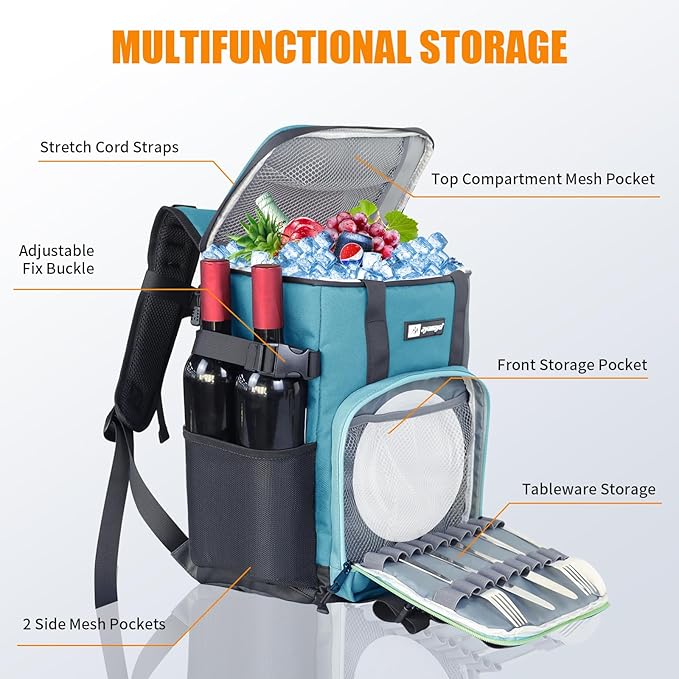 Cooler Backpack, AYAMAYA 24 Cans Insulated Lunch Backpack Cooler Leakproof, Keeps Hot/Cold for Up to 16 Hours, Lightweight Waterproof Beach Travel Camping Cooler Bag for Men and Women