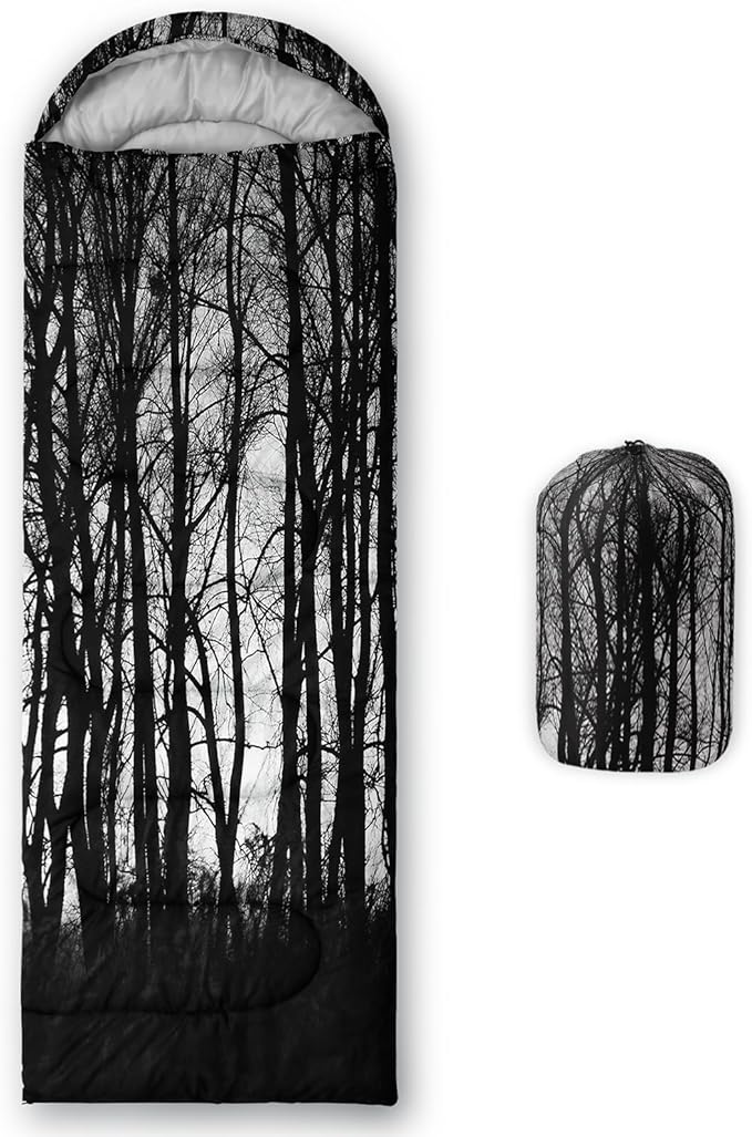 Sleeping Bags for Adults and Kids，3D Printing Camping Sleeping Bag for Girls Boys Lightweight Waterproof Cold/Warm 3-Season，Outdoor Travel with Compression Bags