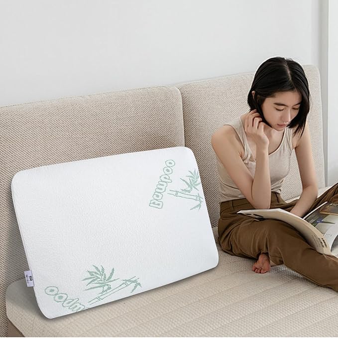 SUQ I OME Slim Sleeper -Thin Latex Pillow for Sleeping,Low Profile Ultra Thin for Stomach Sleepers, Firm 23x15.7x2.7 inch,Green White