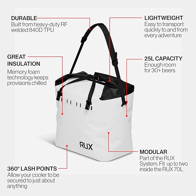 RUX 25L Soft Cooler Bag - Adventure-Ready Modular Cooler - Waterproof, Lightweight, Highly Functional Cooler Bag, and Perfect for Overlanding, Camping, and Van Life