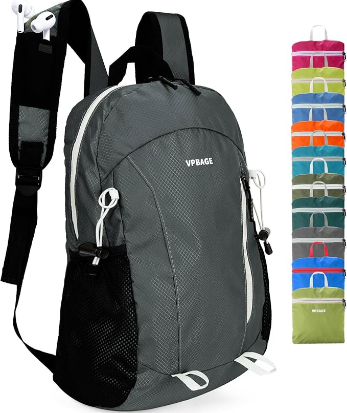 15L Water-resistant Hiking Daypack, Small Backpack Travel Outdoor, Lightweight Day Pack with Tool Loops