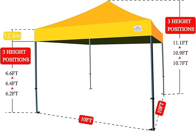 10'x10' Pop Up Canopy Tent Commercial Instant Shelter with Heavy Duty Roller Bag, 4 Canopy Sand Bags, 10x10 FT Navy Blue
