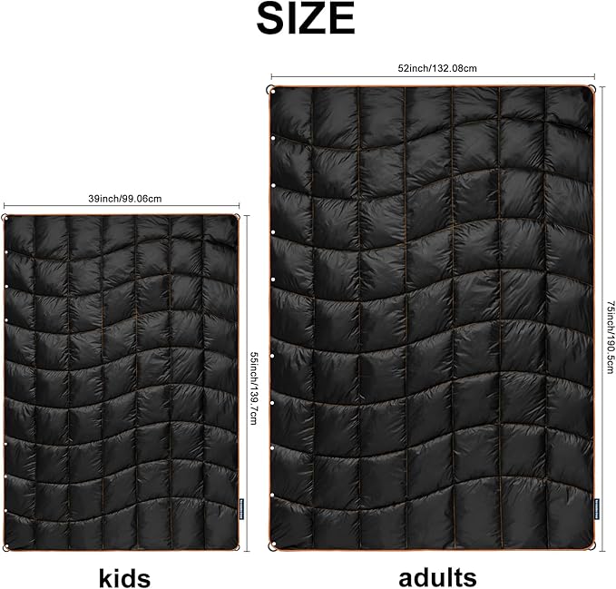 Camping Blanket, Packable Puffy Blanket Down Alternative Blanket Lightweight Windproof Water Resistant for Outdoors,Hiking, Backpacking,Beach,Car,Picnic,Stadium 52x75in