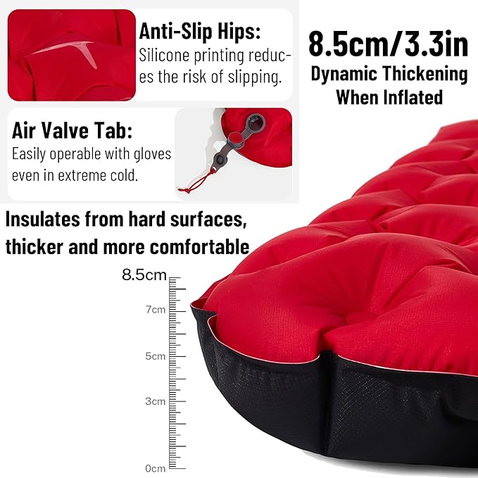 6.5 R-Value Camping Sleeping Pad for All Season, Dual Layer Ultralight Air Mattress for Cold Weather, Insulated Inflatable Sleeping Mat for Backpacking,Hiking,Outdoor, with Air Pump Sack