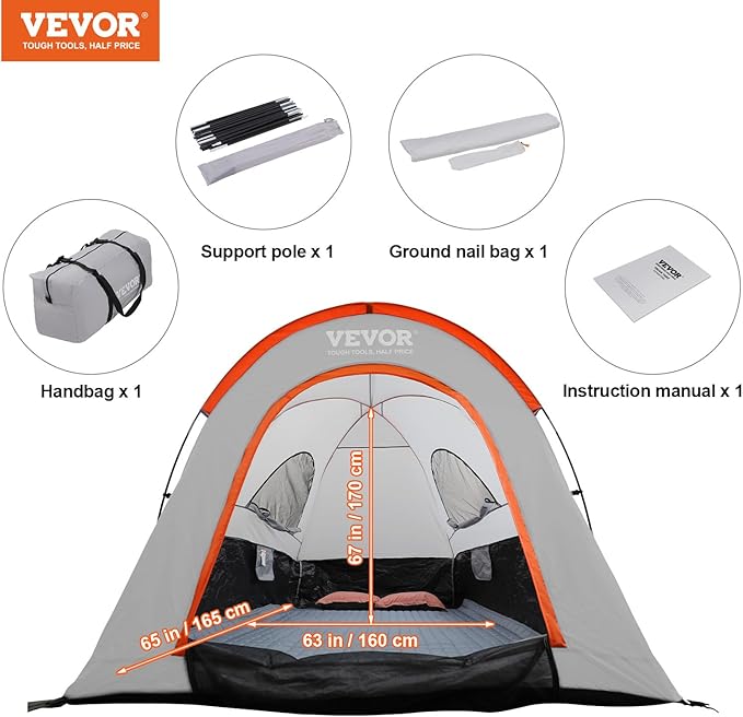 VEVOR SUV and Pickup Truck Camping Tents, Waterproof Double Layer Design with Carry Bag, Accommodates 2-9 Persons for Outdoor Activities
