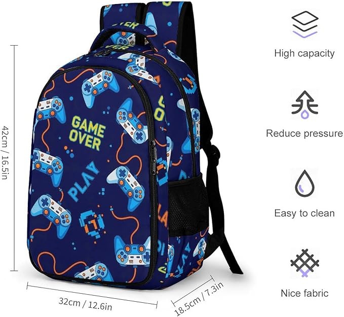 Business Anti Theft Laptop Backpack Play Video Games Weapon Game over, Waterproof Travel Computer Bag with Laptop Compartment Gifts for Men Women